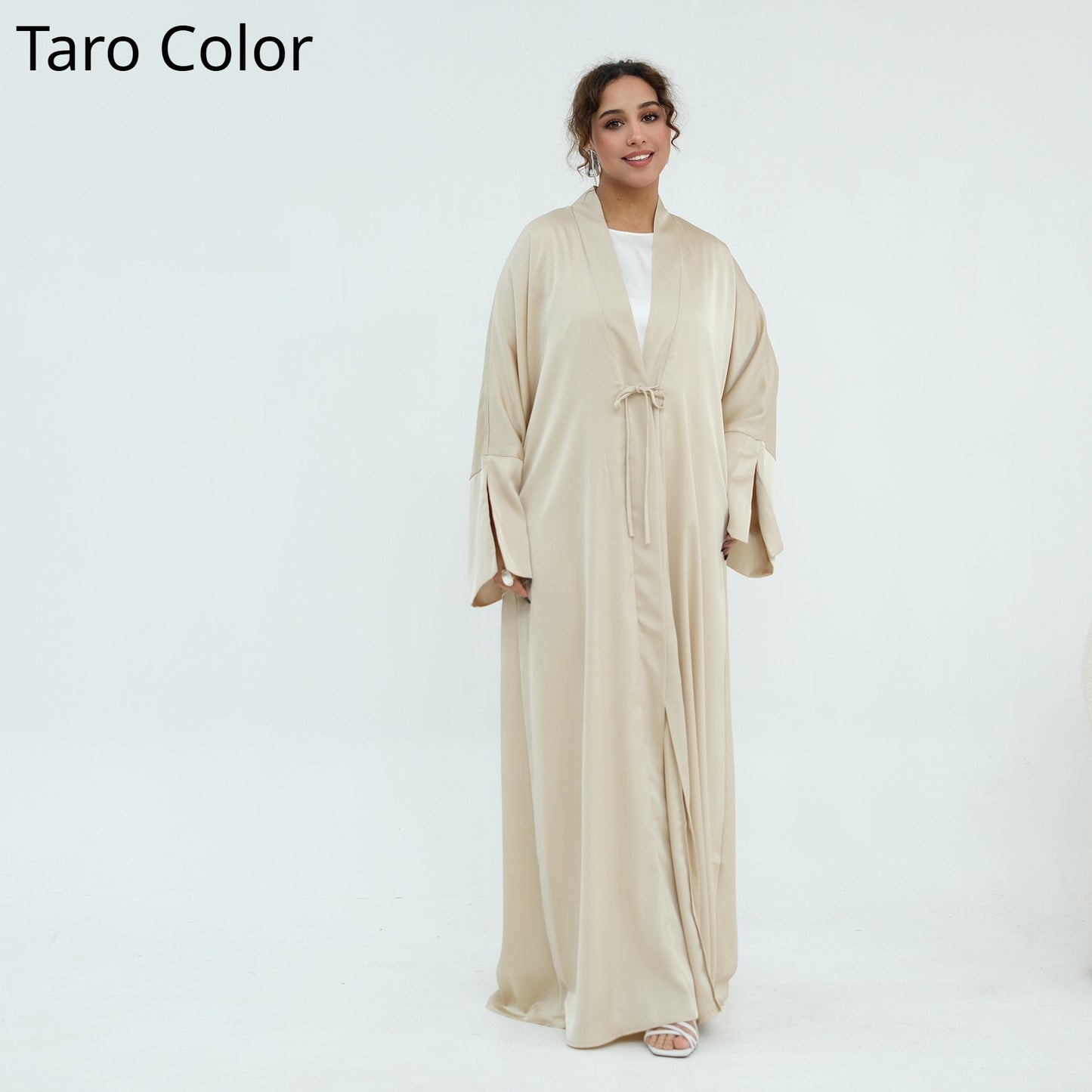 Plus-size Elegant Cardigan Solid-color Robe For The Middle East