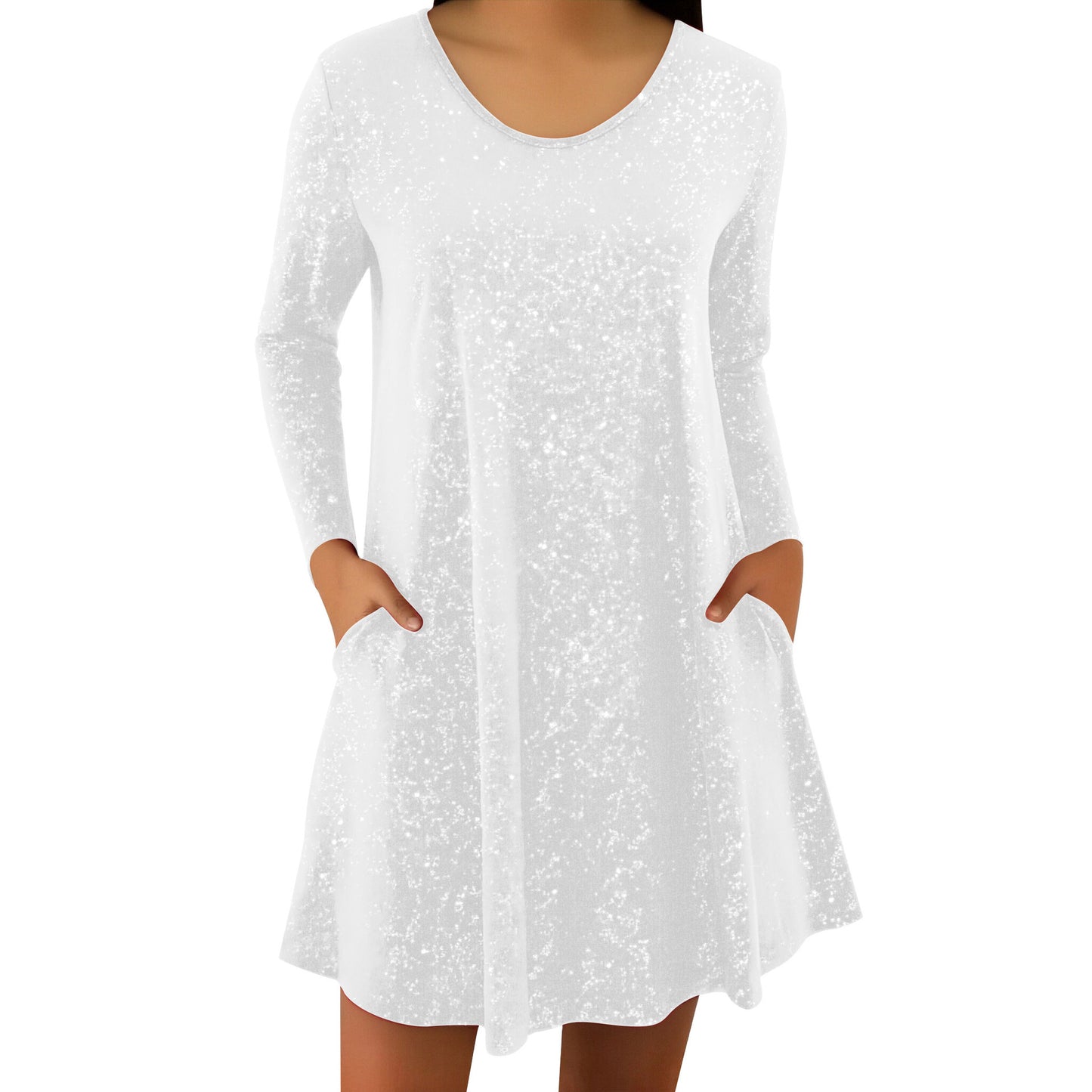 Fashionable Round-neck Long-sleeve Sequin Dress
