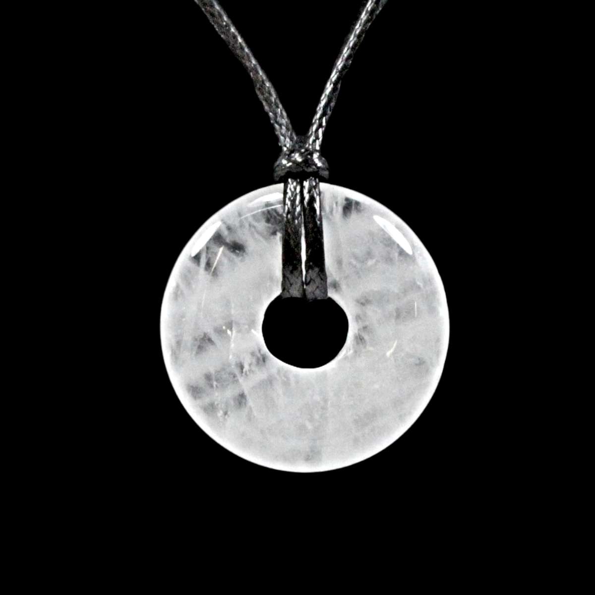 Clear Quartz Crystal Power Ring Pendant Necklace