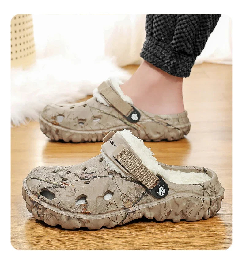 YRZL Winter Colgs Slippers Men's Shoes Men Beach Working Garden Shoe Home Soft Plush Slippers Bedroom Fuzzy Shoes Indoor Outdoor