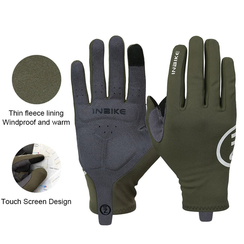 INBIKE Autumn Winter Thermal Bicycle Gloves Touch Screen Men Women MTB Road BikeGloves Sports Fitness Outdoor Cycling Gloves