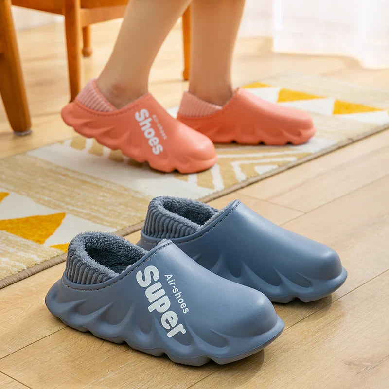 Winter Men Women Warm Slippers Cotton Slippers Outdoor Indoor Warm Shoes Men's Couple Home Bedroom Plush Slippers Big Size 46 47