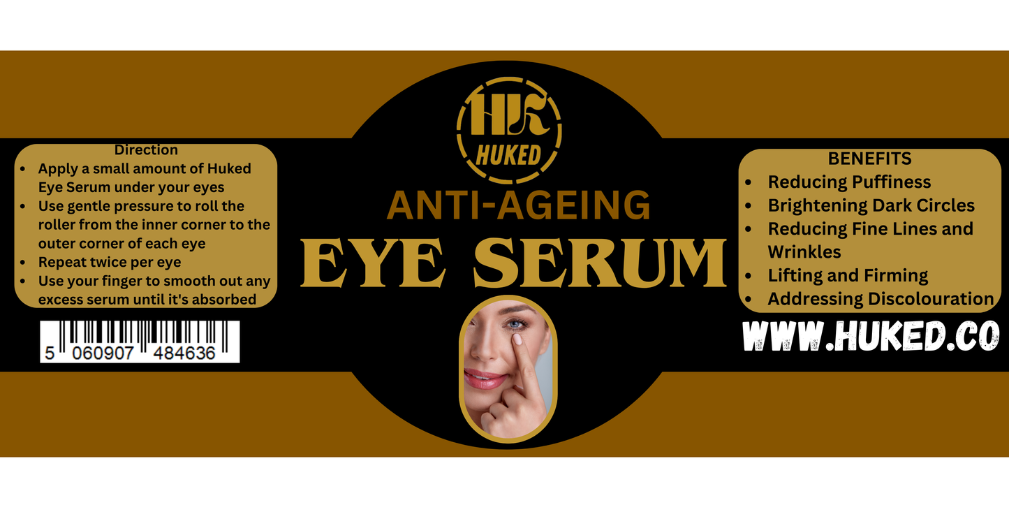 Huked Anti-Aging Eye Serum – Retinol, Peptides & Hyaluronic Acid | Reduces Wrinkles, Dark Circles & Puffiness | Hydrating Eye Treatment for All Skin Types | 30ml