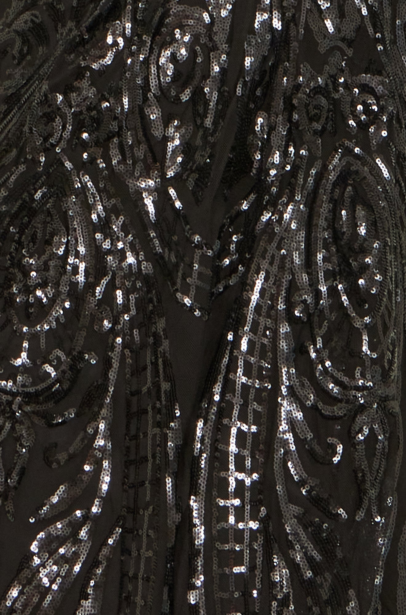 Yumi Black Sequin Midi Wrap Dress With Split Hemline And Long Sleeves
