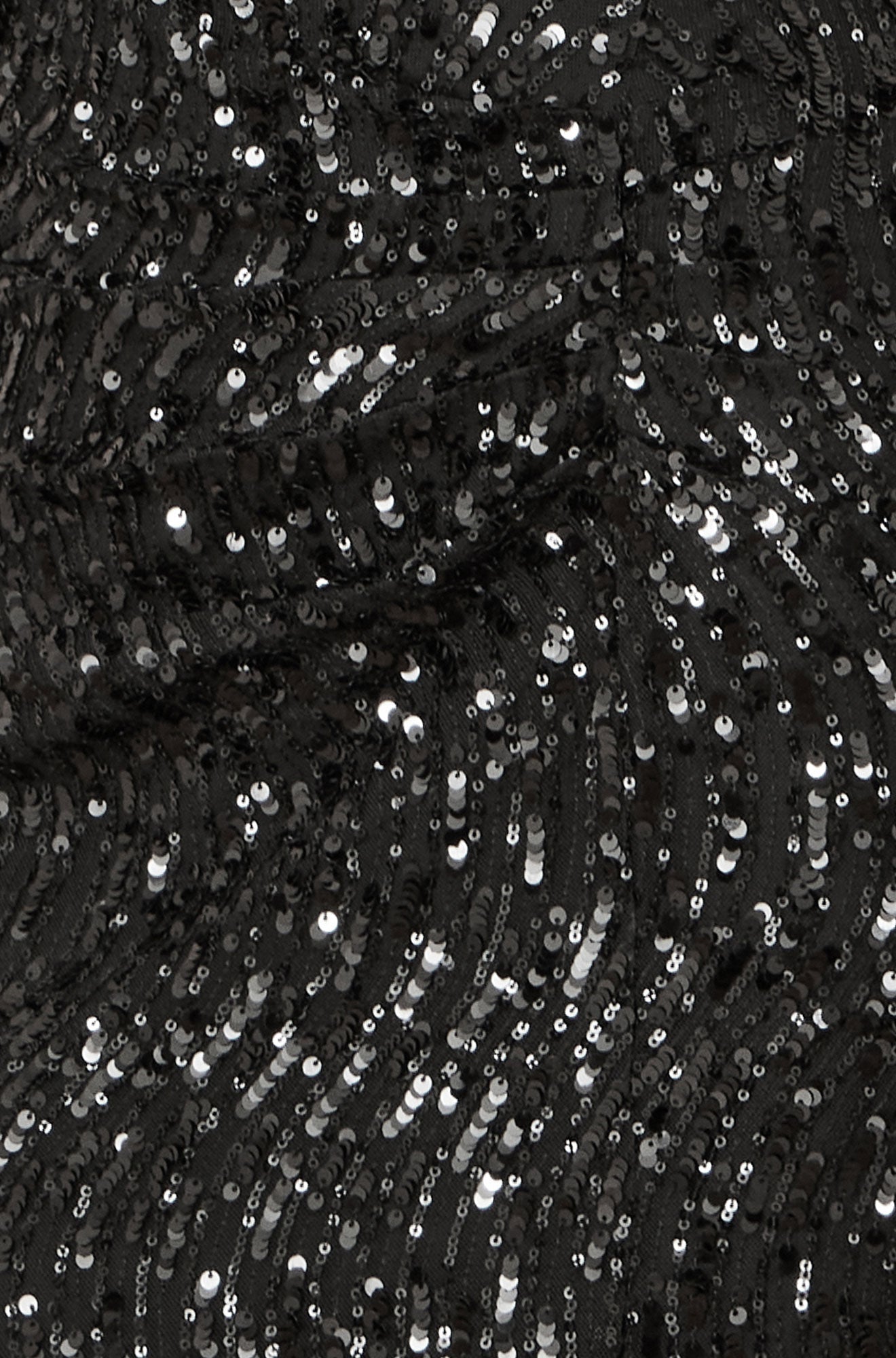 Yumi Black Sequin Fitted Wrap Dress With Split Hem