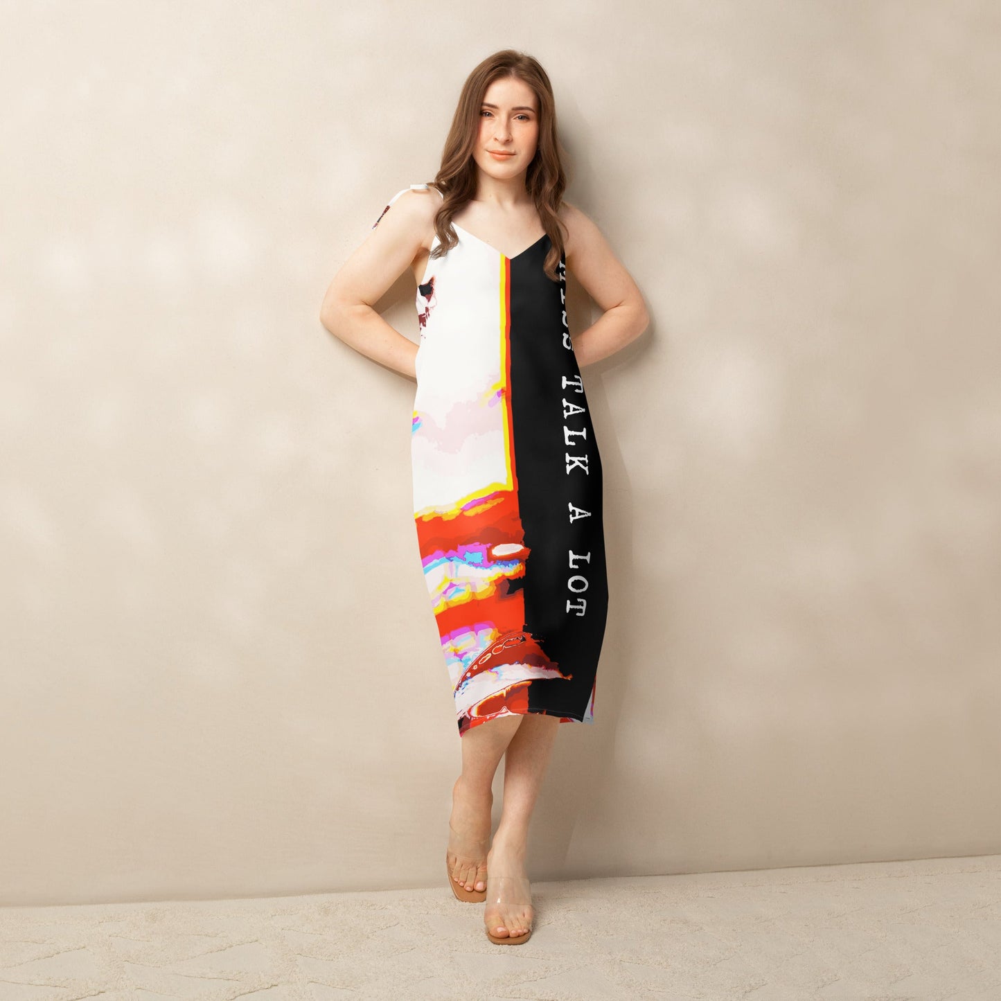 Miss Talk A Lot - Womens Tie-Strap Chiffon Slip Dress