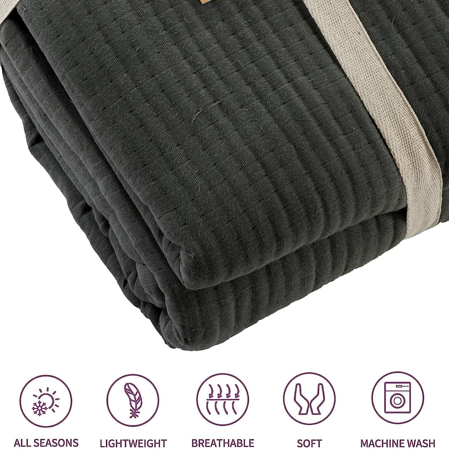 Hotel Collection 240 x 260 cm Quilted Bedspread in Sustainable Cotton Soft and Durable White and Grey Bedding for Elegant Bedroom Decor by OLIVIA ROCCO
