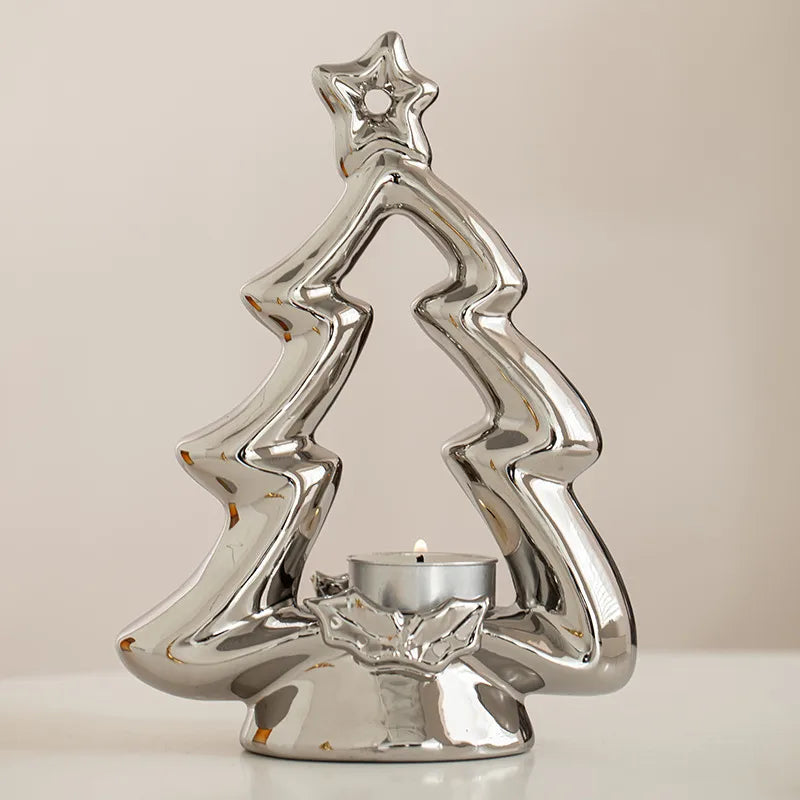 Ceramic Christmas Tree Candle Holder Halloween Scenic Spot Decoration Nordic Style Aromatherapy Candle Stand Tabletop Ornament