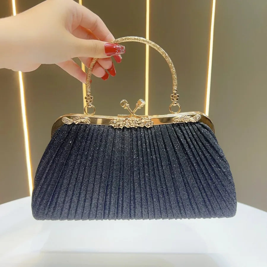 Elegant Women's Folded Handbag For Dinner Party High-End Sensation Luxury Clutch Bag Square Shape Polyester Fashion Element