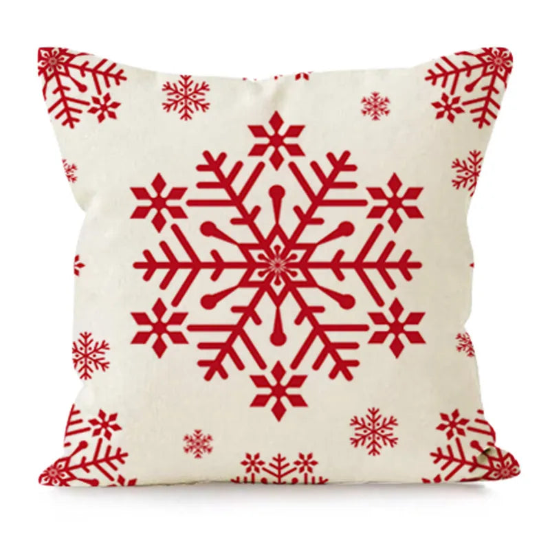 New Christmas Plaid Linen Pillowcase Snowflake Letter Print Home Sofa Cushion Cover Festive Letter Pattern Christmas Decor