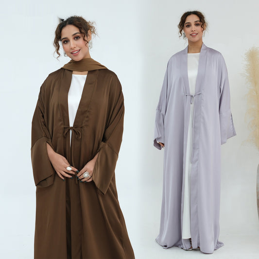Plus-size Elegant Cardigan Solid-color Robe For The Middle East