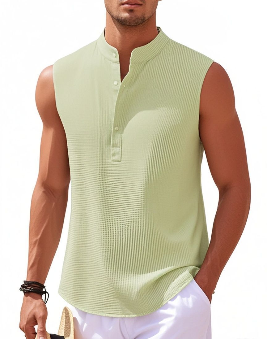 Men's Stand Collar Vest Sleeveless Shirt