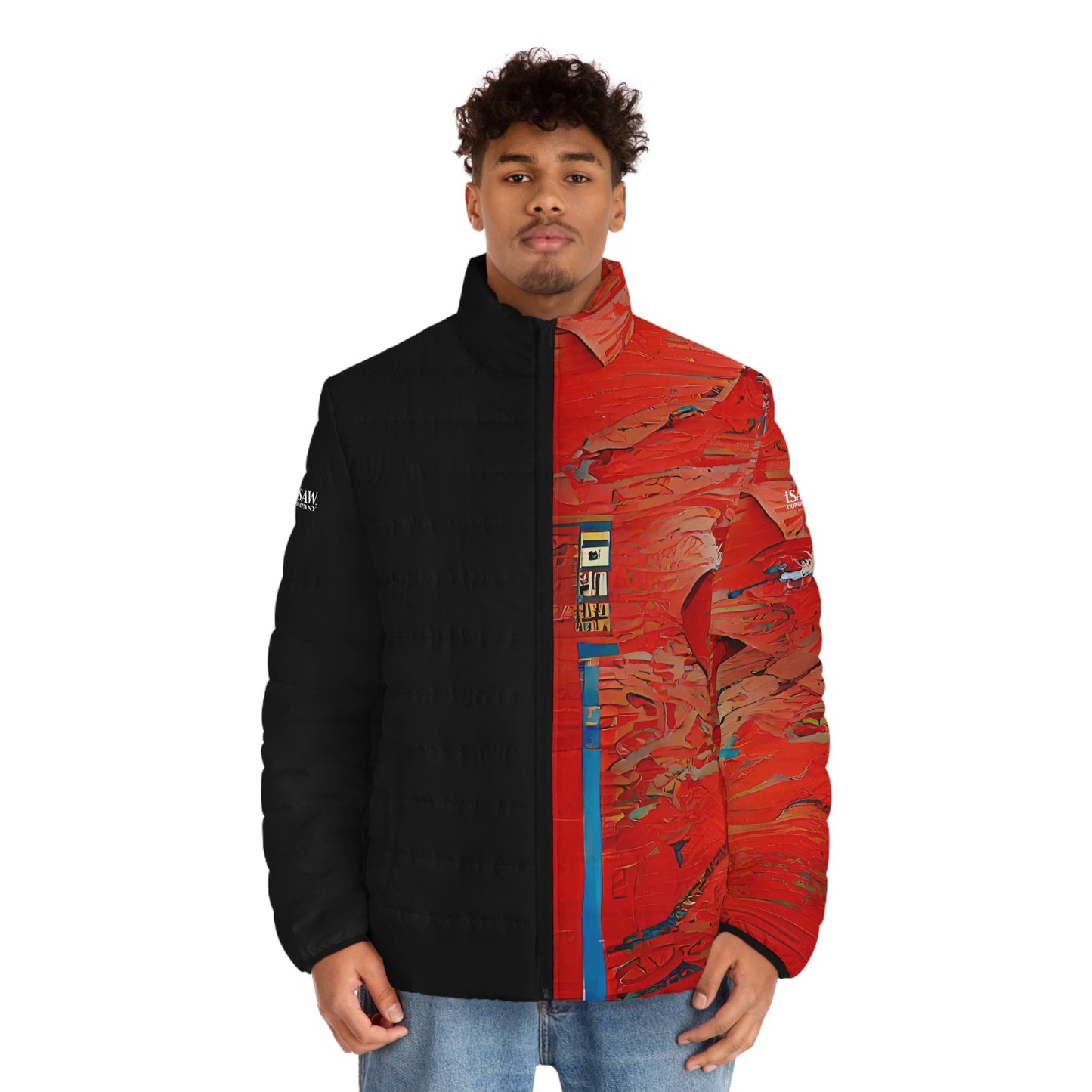 Half Black Half Hónghǎi - Mens Puffer Jacket