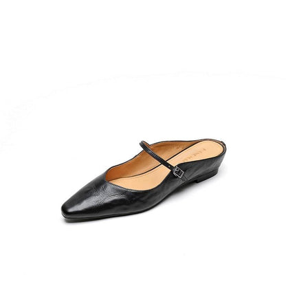 Retro Leather Slingback Wedge Sandals