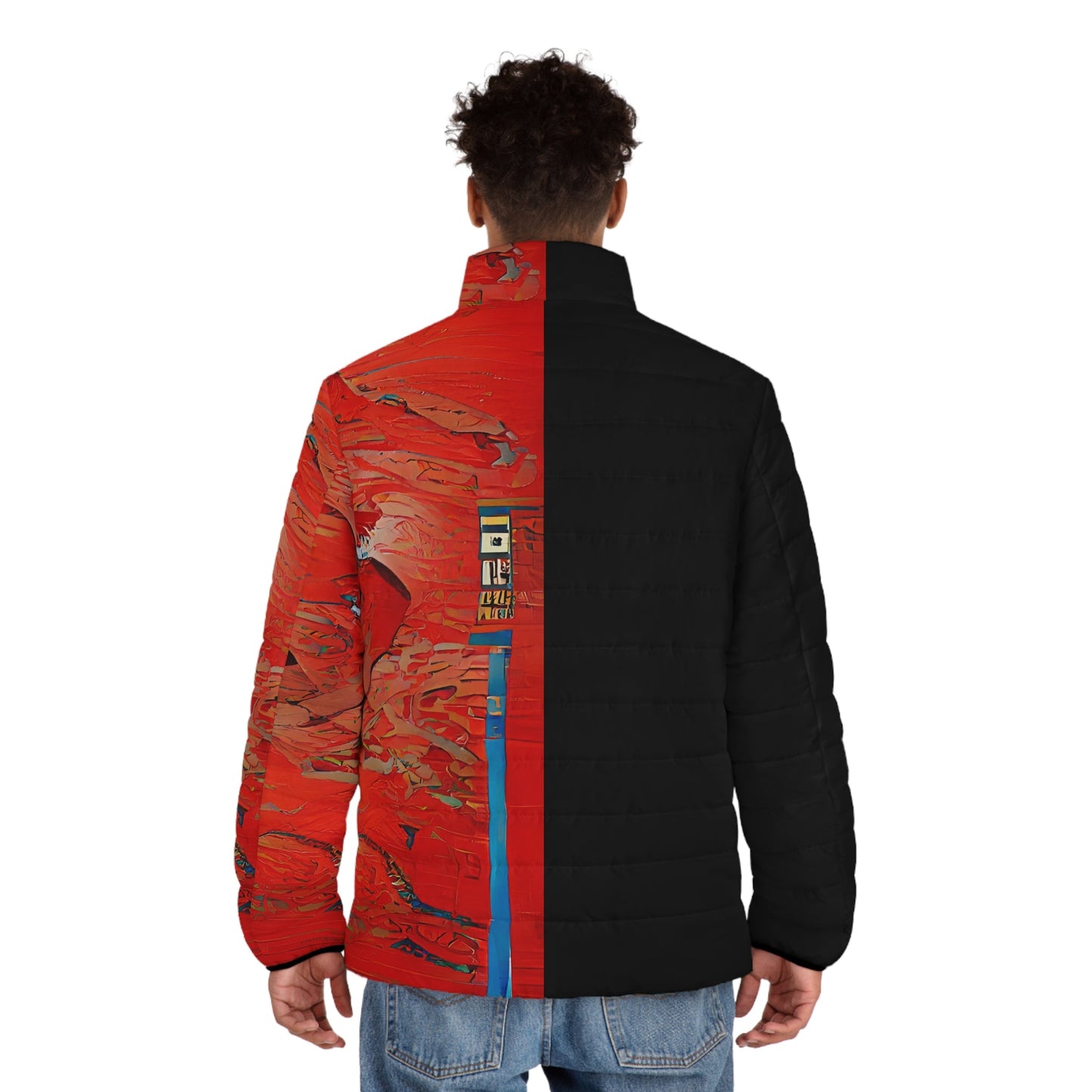 Half Black Half Hónghǎi - Mens Puffer Jacket