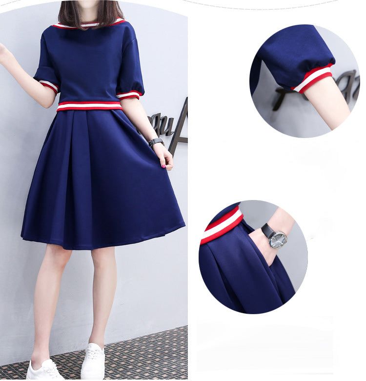 Slim Slimming Fake Two A-Line Dress Women