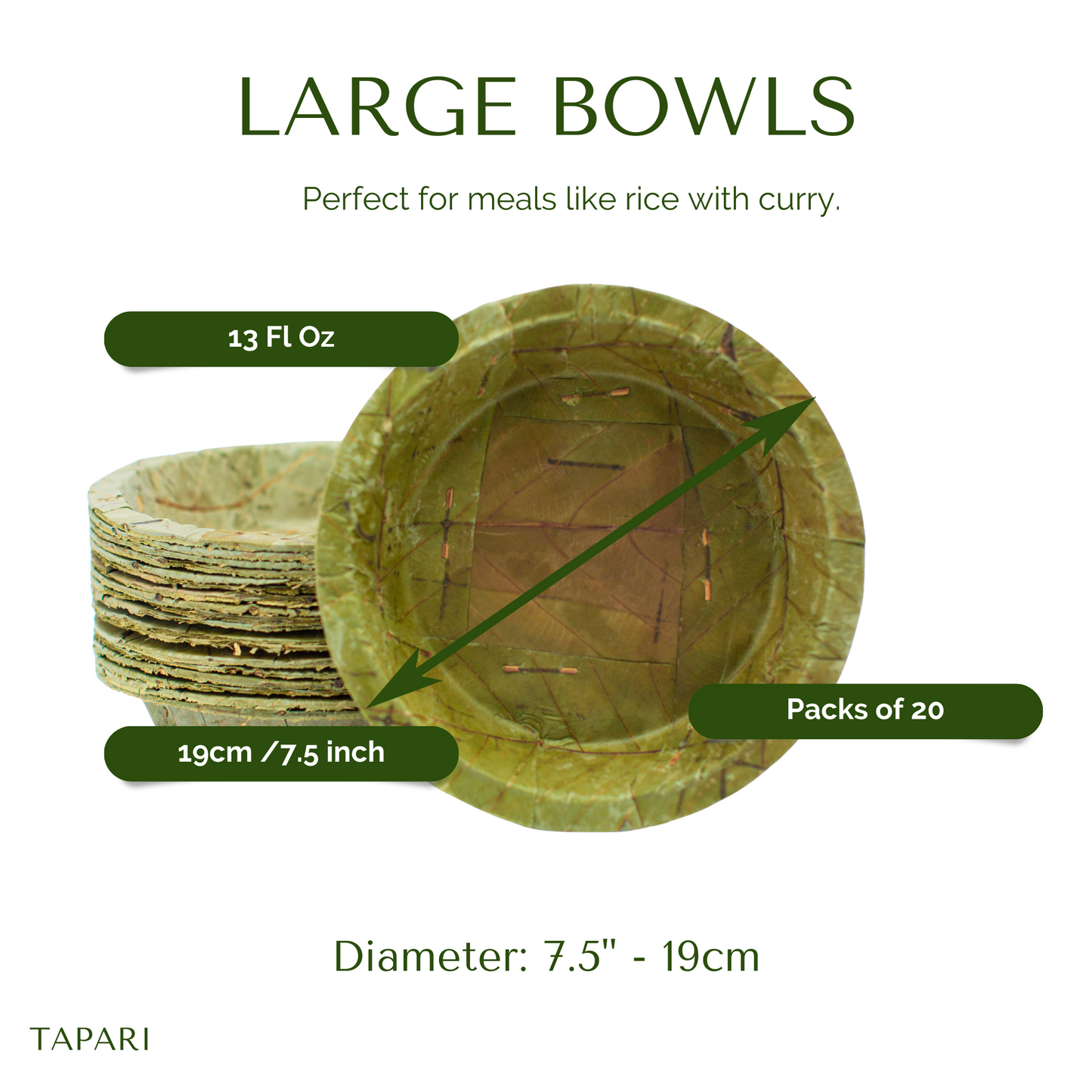 Large Sal Leaf Bowls - 19cm / 7.5 inch diameter