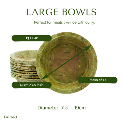 Large Sal Leaf Bowls - 19cm / 7.5 inch diameter