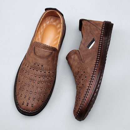 Outdoor Leisure Slip-on Flat Handmade Leather Shoes Men