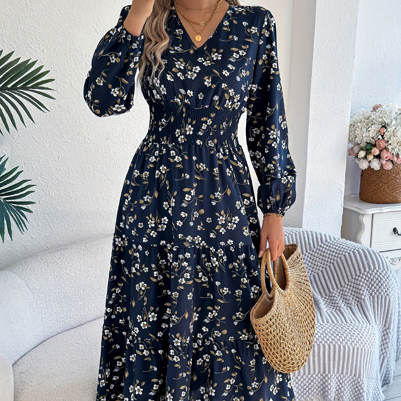 Womens SummerAutumn Slimming Youth-Enhancing Sweet Dress