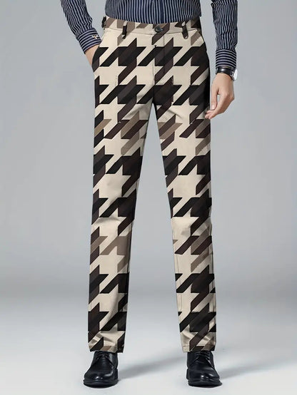 Mens Casual Slim-fit Straight-leg Dress Pants