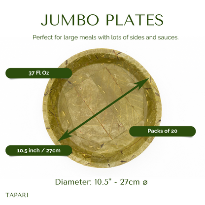 Extra Large Sal Leaf Plates - 27cm / 10.5 inch diameter