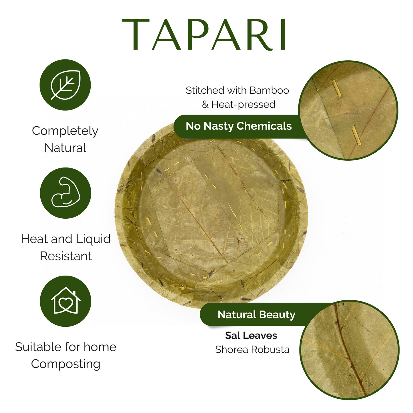 Extra Large Sal Leaf Plates - 27cm / 10.5 inch diameter