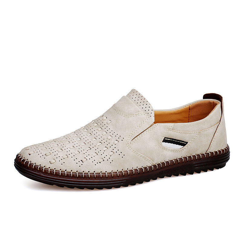 Outdoor Leisure Slip-on Flat Handmade Leather Shoes Men