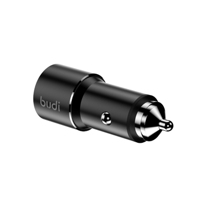 Budi CC628TQB 38W PD & QC 2 Ports Ring Led Indicator Aluminium Car Charger