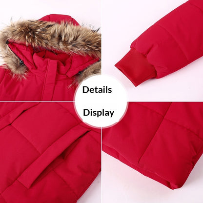 Detachable Hooded Mid-Length Padded Coat With A Big Fur Collar