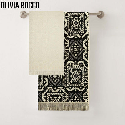 4 Piece Moroccan Towel Set 100% Cotton 500GSM High Absorbency Quick Drying Durable Soft Hand and Bath Towels for Elegant Bathroom Decor by OLIVIA ROCCO