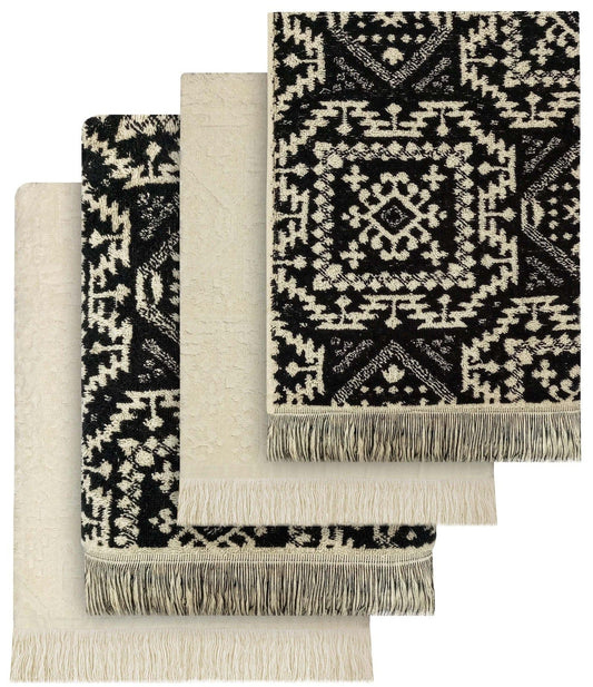 4 Piece Moroccan Towel Set 100% Cotton 500GSM High Absorbency Quick Drying Durable Soft Hand and Bath Towels for Elegant Bathroom Decor by OLIVIA ROCCO