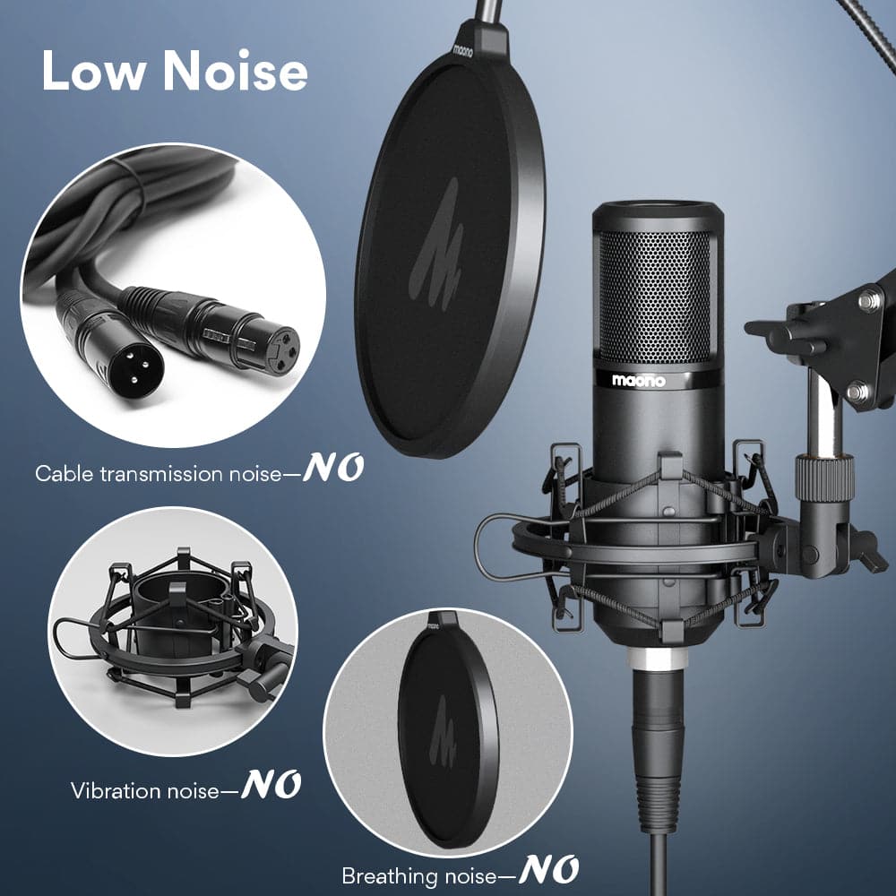 Maono XLR Cardioid Professional Vocal Studio Microphone with Boom Arm Kit