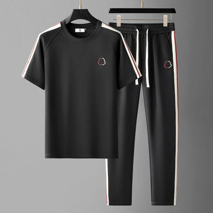 Mens Smooth Short-Sleeve Casual Summer Set