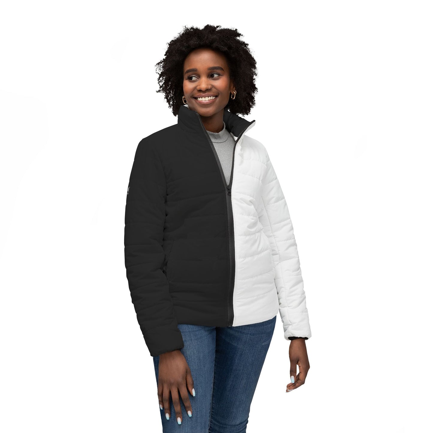 Half Black Half White - Womens Puffer Jacket