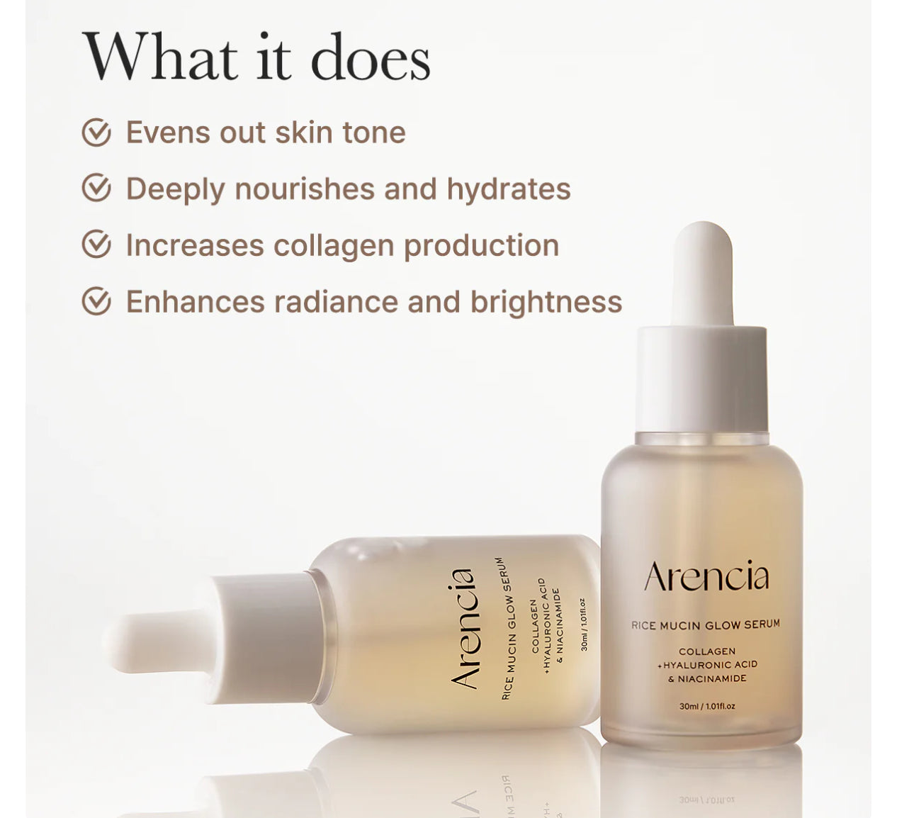 Arencia Serum 30ml - Niacinamide 8% Collagen & Peptide Formula