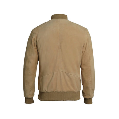 Men's Bomber Suede Leather Jacket | Camel Brown