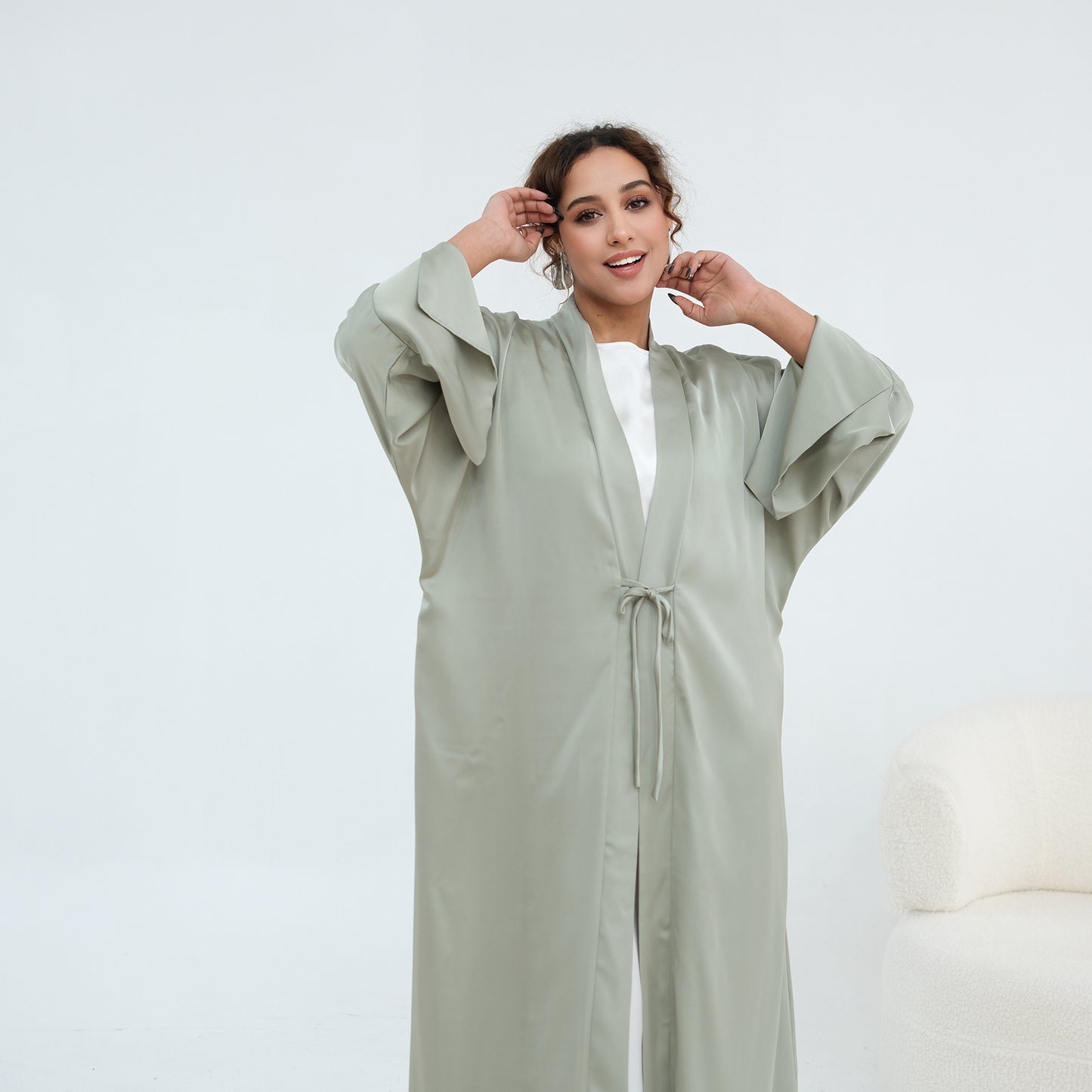 Plus-size Elegant Cardigan Solid-color Robe For The Middle East