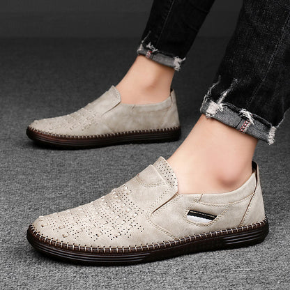 Outdoor Leisure Slip-on Flat Handmade Leather Shoes Men