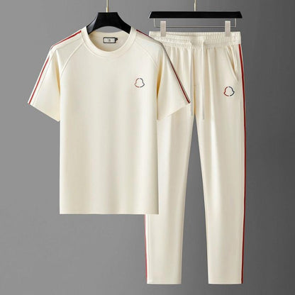 Mens Smooth Short-Sleeve Casual Summer Set