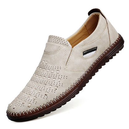 Outdoor Leisure Slip-on Flat Handmade Leather Shoes Men