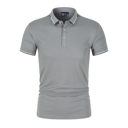 Solid-color Mens Polo Shirt With A Stand-up Collar And Short Sleeves