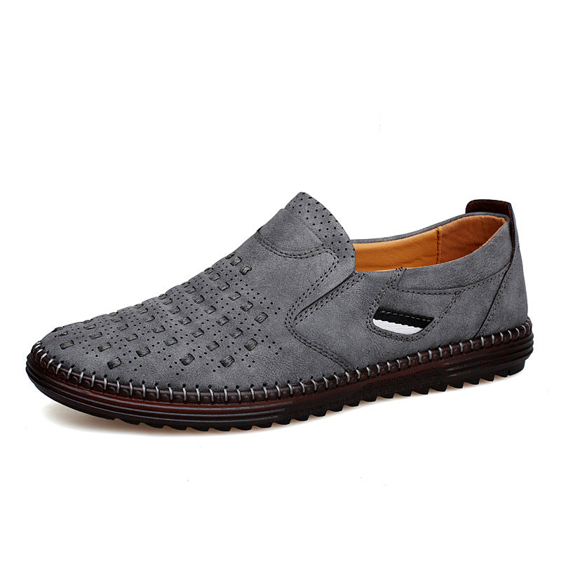 Outdoor Leisure Slip-on Flat Handmade Leather Shoes Men