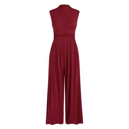 Loose High-waisted Wide-leg Form-fitting Sleeveless Jumpsuit