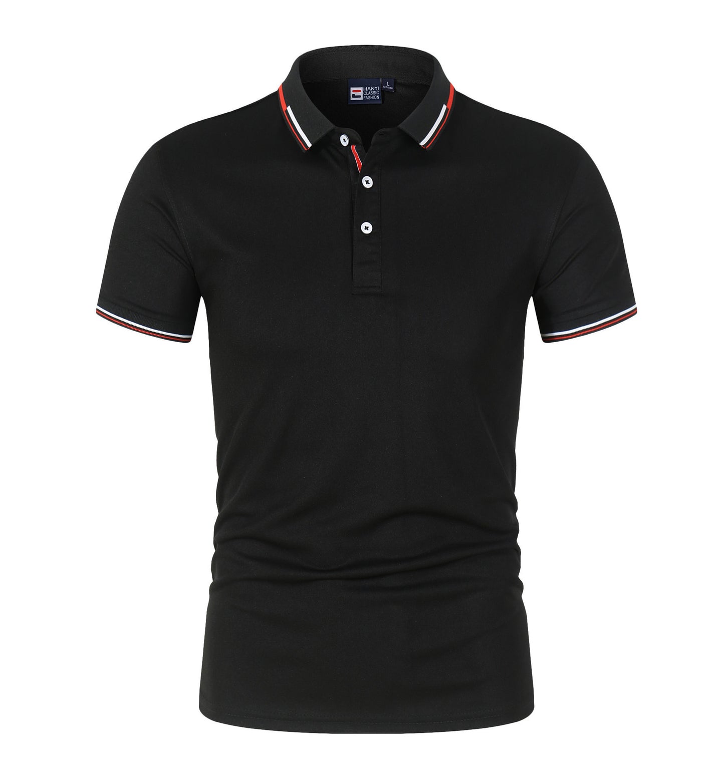Solid-color Mens Polo Shirt With A Stand-up Collar And Short Sleeves