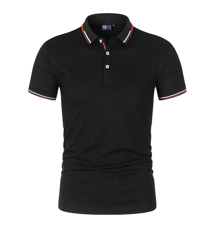Solid-color Mens Polo Shirt With A Stand-up Collar And Short Sleeves