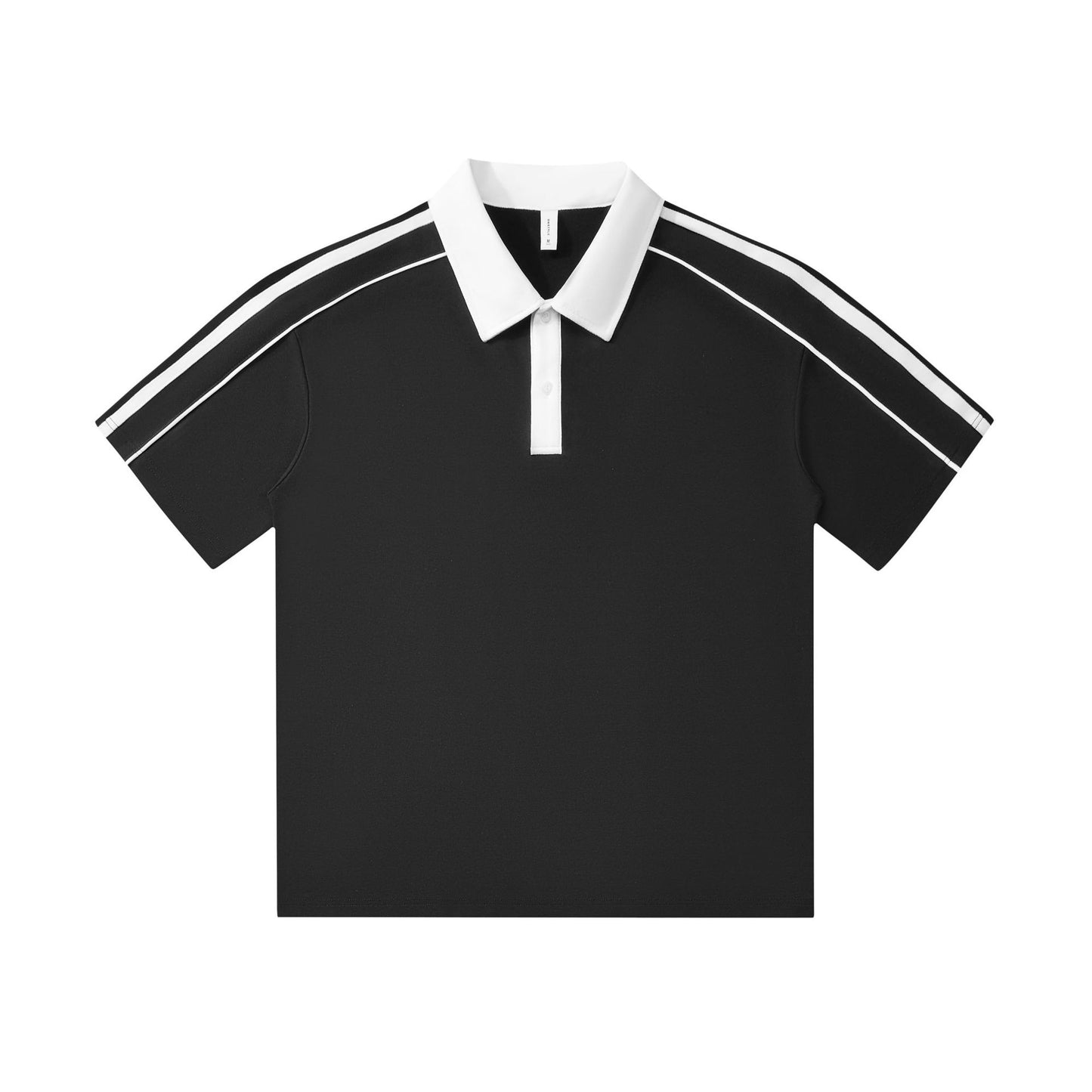 Casual Lapel Short Sleeve T-Shirt Loose Cotton Drop Shoulder Polo Shirt