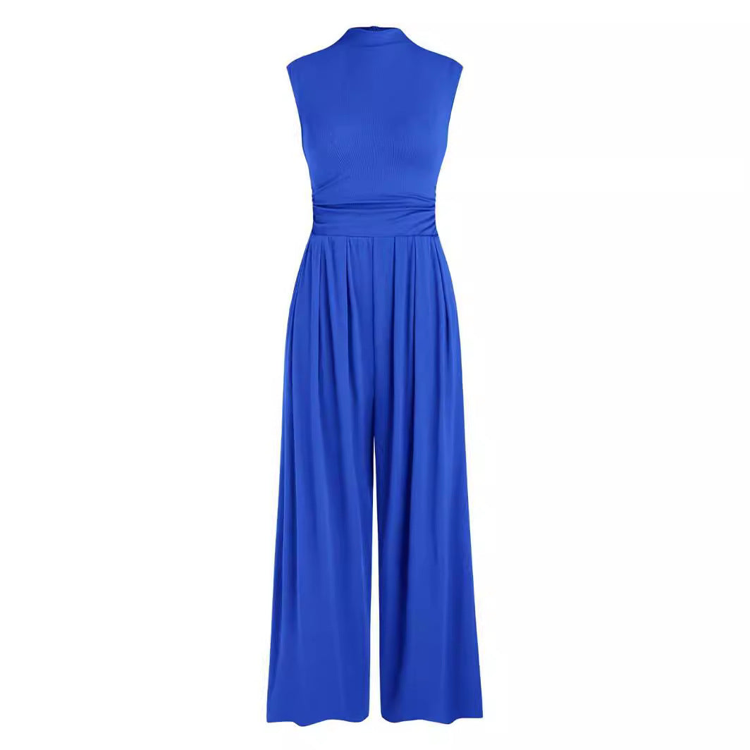 Loose High-waisted Wide-leg Form-fitting Sleeveless Jumpsuit