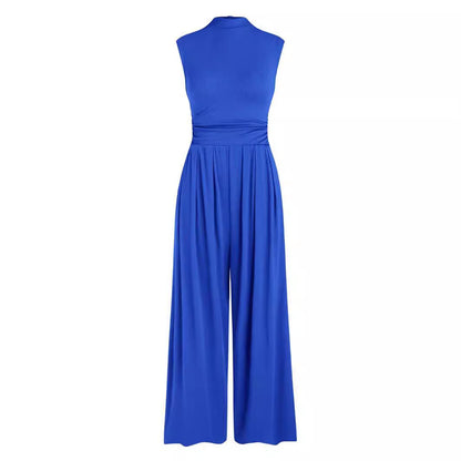 Loose High-waisted Wide-leg Form-fitting Sleeveless Jumpsuit