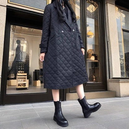 New Padded Quilted Diamond-pattern Cotton Coat